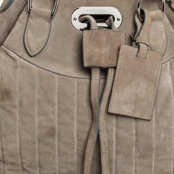 RALPH LAUREN Grey Suede Drawstring Tote - Picture 5 of 9